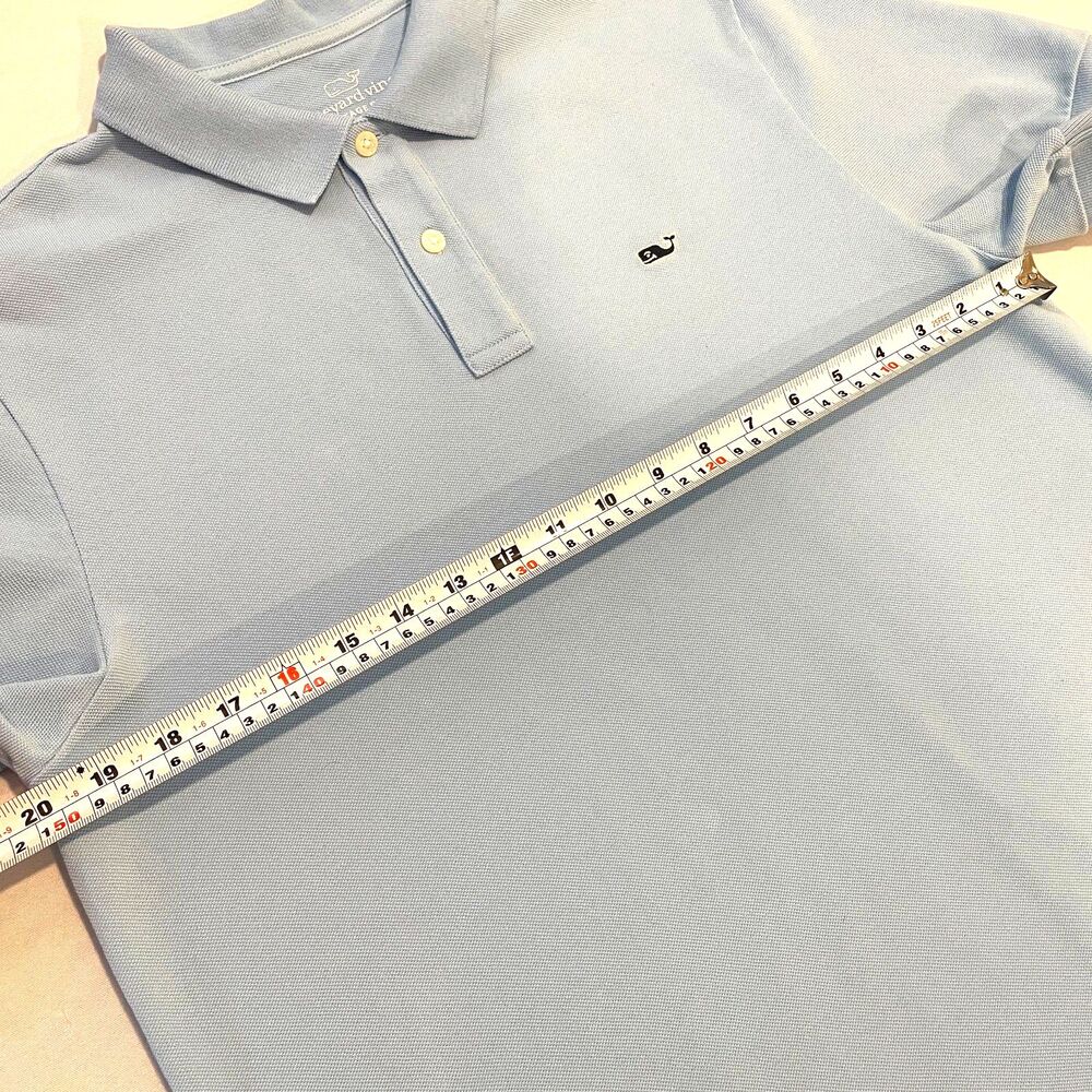 ~ Vineyard Vines Small Heritage Polo Shirt Light Blue Short Sleeves Whale Cotton - Picture 8 of 13